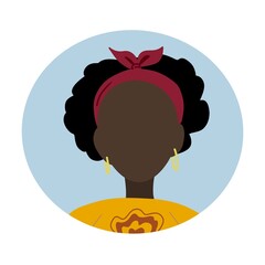 Black girl icon. People in circle set. Colorful illustration on White background. 