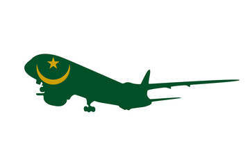 Aircraft News clip art in colors of national Mauritania flag on white background