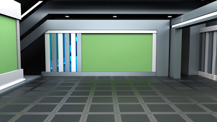 News Studio, Backdrop For TV Shows .TV On Wall.3D Virtual News Studio Background, 3d illustration