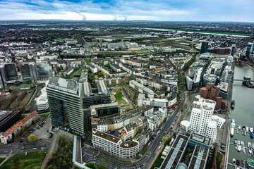Aerial View Of Dusseldorf City In North Rhine-Westphalia Germany