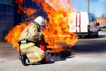  Firemen extinguishing