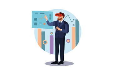 Business person working using VR tech