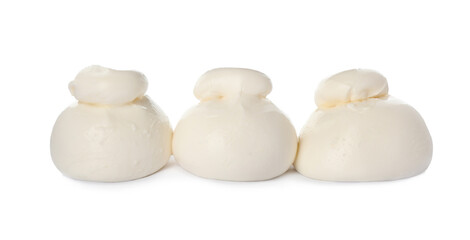 Fresh delicious burrata cheese isolated on white