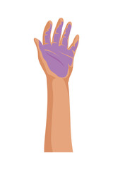 hand with purple paint