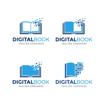 set of digital book logo design vector illustration