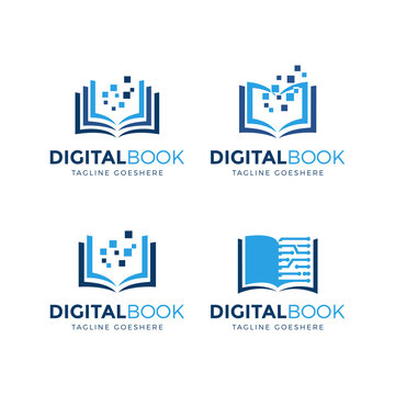 set of digital book logo design vector illustration