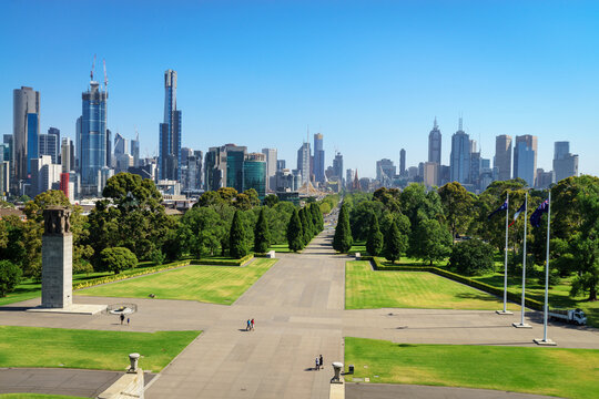 downtown city skyline Melbourne