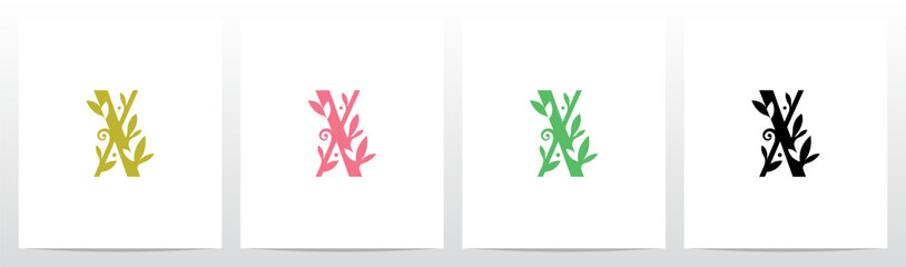 Leaves Sprout Dots On Letter Logo Design X © recehan