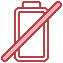 EMPTY BATTERY red line icon,linear,outline,graphic,illustration