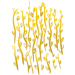Gold Branches Hand Drawn