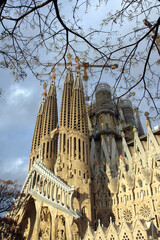 View of the Sagrada Familia catholic basilica, Barcelona, Catalonia, Spain.