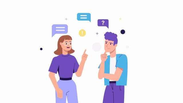teamwork and brainstorming concept animation. people think, talk and looking for new bright ideas. Business team, knowledge and problem solution. startup and innovation. looped animated stock footage