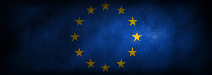The flag of the European Union on a blackboard background