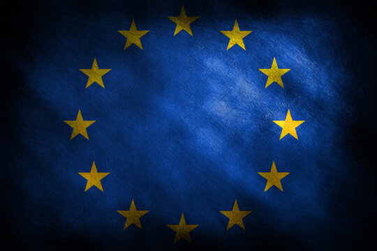 The flag of the European Union on a blackboard background © DZiegler