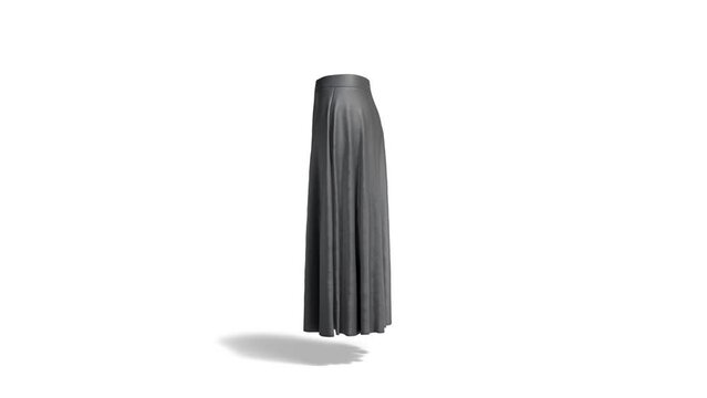 Blank black women maxi skirt mock up, looped rotation