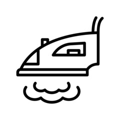 Iron flat line icon. Home appliance, Steam generator iron. Outline sign for mobile concept and web design, store