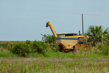 combine harvester working in a field