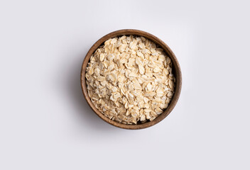 oats close-up in bowl on white background