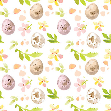 Tender watercolor easter seamless pattern in watercolor style