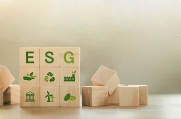 ESG Concepts on Environment, Society and Governance in sustainable organization with ESG acronym...