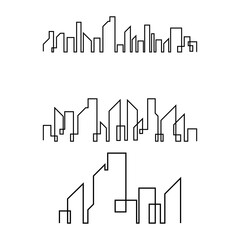 city ​​skyline, city silhouette, modern city and city center. With logo design concept, icon and symbol illustration template.