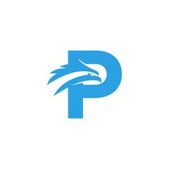 creative letter p concept eagle logo design vector illustration - obrazy, fototapety, plakaty