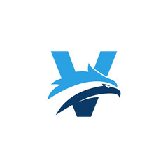 creative letter v concept eagle logo design vector illustration