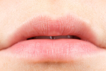 Human female lips close-up, macro photography, natural, no makeup.