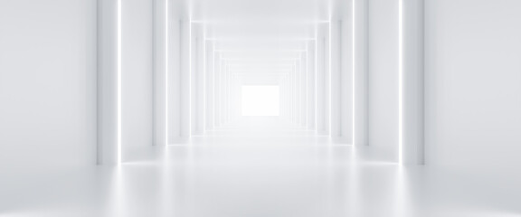 Abstract Futuristic empty floor and room Sci-Fi Corridor With light for showcase,room,interior,display products.Modern Future cement floor and wall background technology interior concept.3d render © Nuchjaree