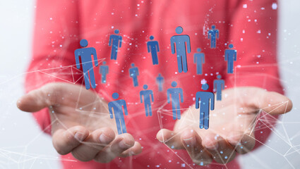 Global network. Blockchain. 3D illustration. Neural networks and artificial intelligence. Abstract