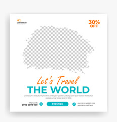 Travel and tourism banner template design, Editable travel social media post banner design