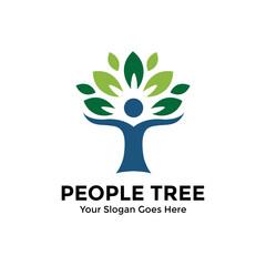 people tree logo design vector illustration