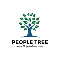 Fototapeta premium people tree logo design vector illustration