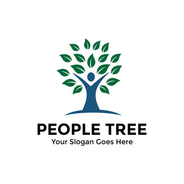 people tree logo design vector illustration