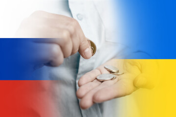 Business finance saving and investment concept. Woman holding silvery coins in her hand....