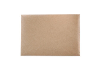 Blank kraft paper envelope isolated on white