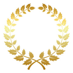 Circular branches with golden leaves. Ancient trophy symbol