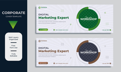 Digital Marketing Expert Facebook cover template vector premium