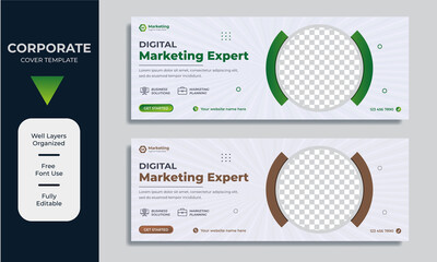 Digital Marketing Expert Facebook cover template vector premium