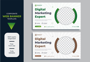 Creative corporate Web Banner for digital marketing promotion template premium vector	