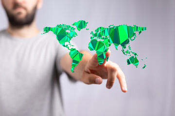 Green 3D Planet Concept, recycle sign