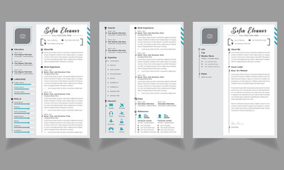 Creative Professional Resume CV Templates with Cover Letter Layout infographic design