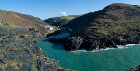 Boscastle in Cornwall. Panoramic landscape