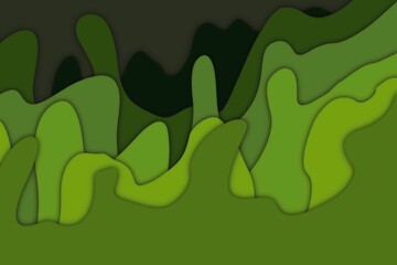 Abstract green algae paper cut effect background 