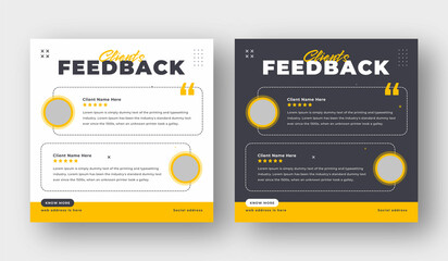 Customer feedback and testimonial social media post web banner