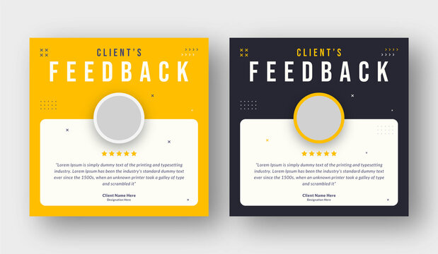 Customer feedback and testimonial social media post web banner