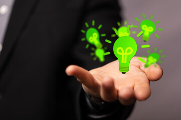 Green energy innovation light bulb with future industry of power generation