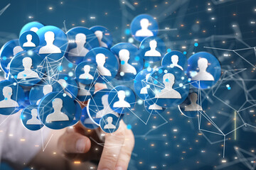 Abstract network of physical devices on the Internet using a network connection with statistics...