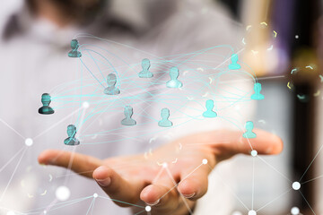 Global network. Blockchain. 3D illustration. Neural networks and artificial intelligence. Abstract