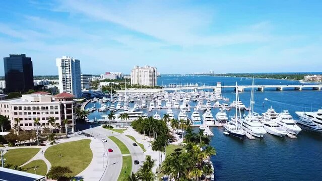 West Palm Beach, Lake Worth Lagoon, Aerial Flying, Florida, Downtown